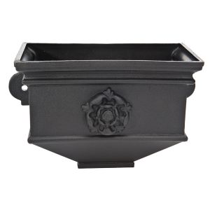 Brett Martin Cascade Cast Iron Style Short Box Planter Tudor Rose - Classic Black (BRP6TR)