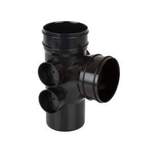 Brett Martin 110mm Solvent Weld Soil 110mm 92.5° Double Socket Branch With 4 Bosses (BS453) Black