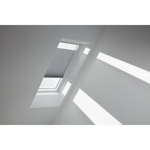 Velux FOL UK08 1282SWL Manual Pleated & Awning Blind Pack Dark Grey w/White Channels - 1340x1400mm
