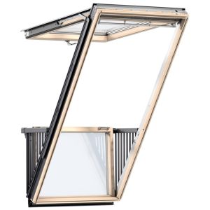 Velux GDL SK19 3066 Lacquered Pine Cabrio Balcony Roof Window - 1140x2520mm