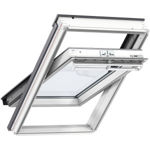 Velux GGL FK06 2362D Manual White Painted Zinc Clad Centre Pivot Roof Window - 660x1180mm