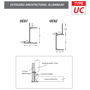 QIC UC01 Ceiling Trim RAL 9010 (White) 3000mm