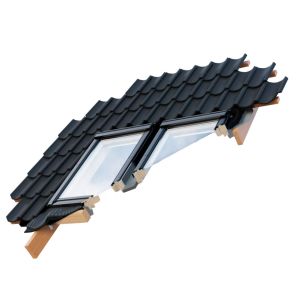 Velux EKW UK10 4021E3 Profiled Tile Flashing Integrated Side-by-Side Pine LKY - 1340x1600mm