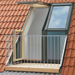 Velux GEL M08 SE0W229 Right-Hung Twin Roof Terrace Window + 120mm Tile Flashings