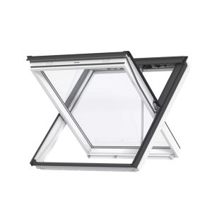 Velux GGU PK08 007040D Electric White Maintenance Free Centre Pivot Smoke Vent - 940x1400mm