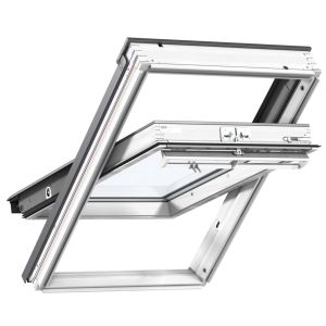Velux GGU UK04 036630 Integra Solar White PU Zinc Clad Centre Pivot Roof Window - 1390x980mm