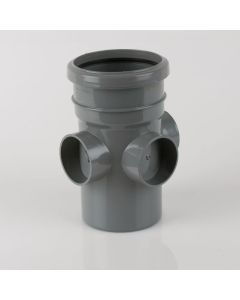 Brett Martin 110mm Push Fit Soil Single Socket Triple Boss Pipe (BS445) Black
