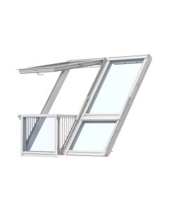 Velux GDL SK19 SK0W225 Double Roof Balcony White Painted Triple Glazed Tile Flashing - 1140x2520mm