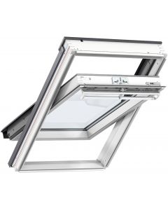 Velux GGL FK08 2362D Manual White Painted Zinc Clad Centre Pivot Roof Window - 660x1400mm