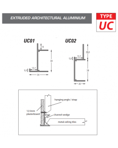 QIC UC02 Ceiling Trim RAL 9010 (White) 3000mm