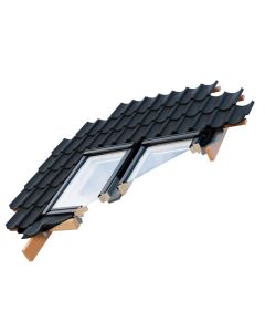 Velux EKW UK10 4021E3 Profiled Tile Flashing Integrated Side-by-Side Pine LKY - 1340x1600mm