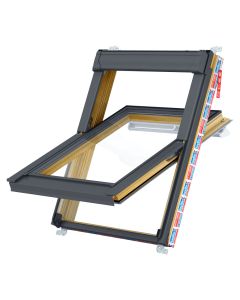 Keylite Lacquered Pine Centre Pivot Window 1140x1180mm - Premium Electric - Triple TCP 08 KTG PEK